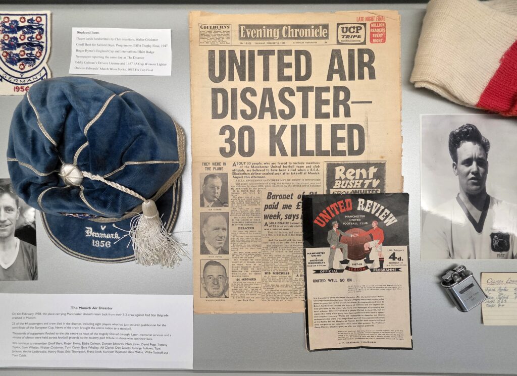 Im Vereinsmuseum von Manchester United wird auch an den Flugzeugabsturz von 1958 erinnert