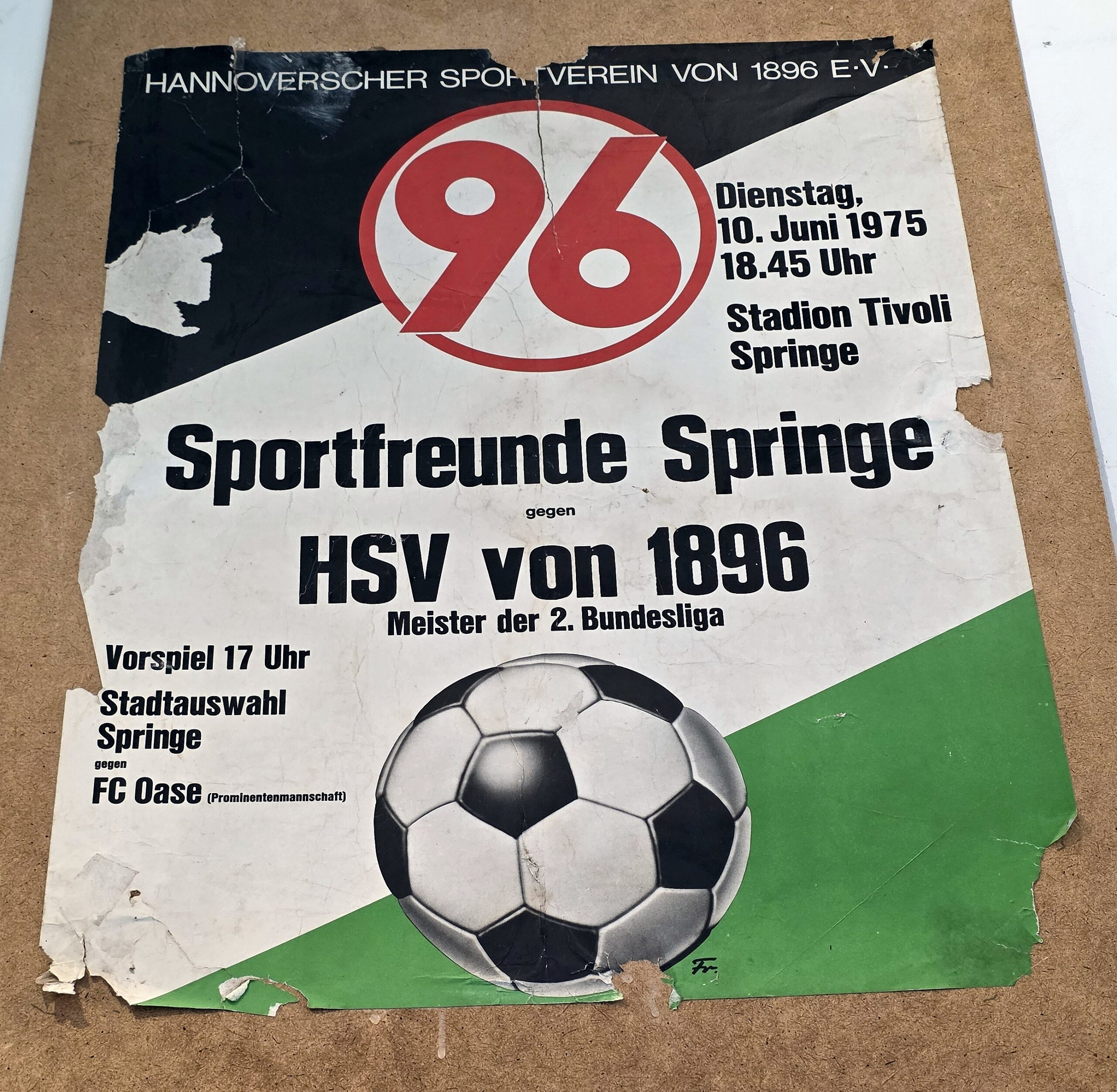 Spielankündigungsplakat im Fußballmuseum Springe